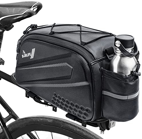 BOBILIFE Borsa per portapacchi posteriore della bicicletta, impermeabile, da viaggio, per casco da viaggio, con portabottiglie, per bicicletta e bici elettrica