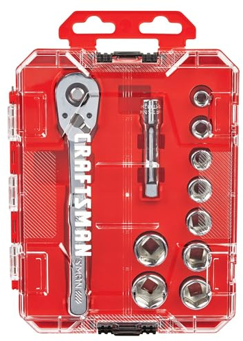 CRAFTSMAN 11-Piece Socket Set, Metric, 3/8 Inch Drive, Low Profile Ratchet (CMMT12127)