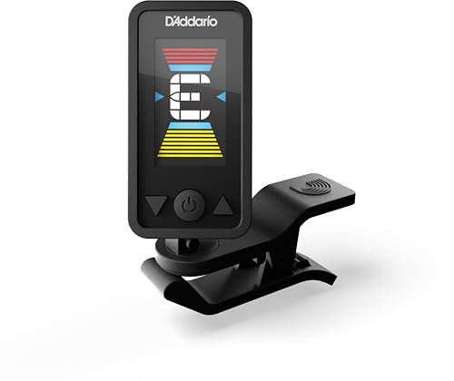 Wiederaufladbarer Cello- und Bass-Tuner von D'Addario – Eclipse Headstock Tuner – Clip-On-Tuner für Cello oder Bass – Vollfarbiges, vertikales Display mit Schwenkfunktion