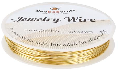 Beebeecraft 20 Gauge/0.8mm Metall Schmuckdraht Echtes 14 Karat Vergoldet Anlaufbeständig Rund Kupfer Biegbar Perlenschnurdrähte Für Die Schmuckherstellung Zubehör Armbänder Halsketten 49 Fuß/15 m