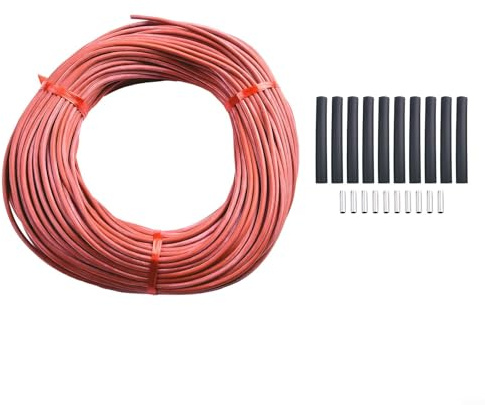 Oniissy Cavo riscaldante a pavimento 12 K, 33 Ohm/m, in fibra di carbonio, cavo riscaldante portatile a infrarossi, accessori per termostato per riscaldamento a pavimento per pavimenti caldi (50 m)