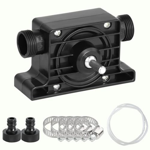 7mm Shank Mini Electric Drill Pump, Portable Cordless Drill Pump, Self-Priming Transfer Pumps with 2 Connectors 2m Hose 5 Hose Clamps for Home Garden Oil Diesel - Need to Connect A Power Drill