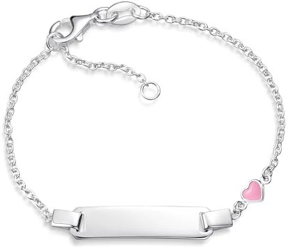 Silberketten Store DEIN SCHMUCK ONLINE SHOP Kinder/Baby Gravur-Armband Erbse 1,5mm mit rosafarbenem Herz |inklusive Gravur | echt 925 Silber