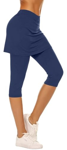 AMDOLE Jupe-short pour femme - Jupe-short de sport pour femme - Jupe de tennis - Jupe de hockey - Capris de gym 3/4 - Pantalon de yoga avec poches et prise casque
