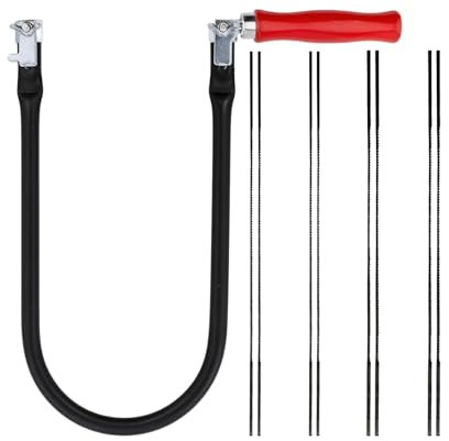 Laubsäge Set inkl. 8 Sägeblätter (4#, 6#, 8#, 10#), Laubsägebogen mit Holzgriff, Feinsäge für Holz, Metall und Kunststoff, Laubsäge mit Sortierte Sägeblätter Präzise Schnitte für Handarbeiten