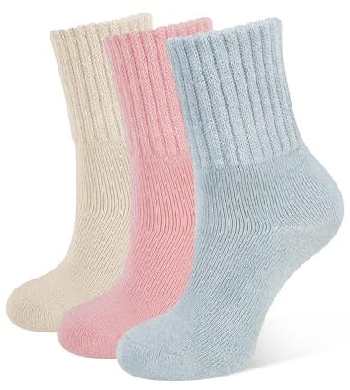 CLOSEMATE 3 Paia Calzini Spugna Termici Donna Invernali Morbidi Antigelo Calze Spesse per Sport e Casa con Taglie 1Blu 1Rosa 1Beige 35-42