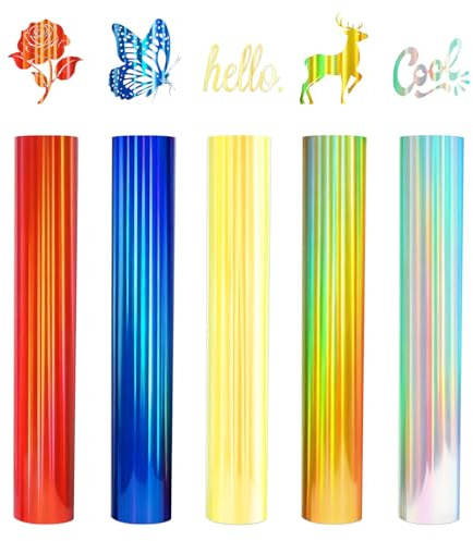 Binlava Plotterfolie Textil, 30x25cm Pastell Flexfolie Plotter Textil, 5 Farben Vinylfolie Selbstklebende Folie, TV Bügelfolie, Transferfolie Texti für DIY T-Shirt, Stoffe, Tasse, Laptop, Koffer