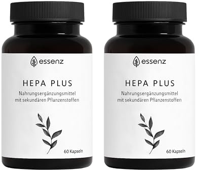 ESSENZ - Hepa Plus 2x60 Kapseln - Hochwertige Leber Kapseln mit Mariendistel Artischocke Löwenzahn. Natürliches Nahrungsergänzungsmittel zur Unterstützung der Lebergesundheit