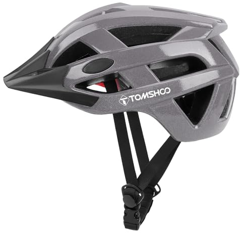 TOMSHOO Casco Bici MTB Regolabile 58-61 cm con Visiera Rimovibile