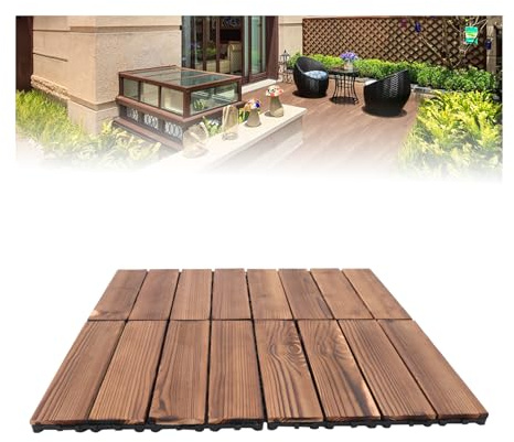 Piastrelle in legno di acacia, 36 pezzi, 3,24 m², 30 x 30 cm, per giardino, terrazza, balcone, patio, facile da posare, resistente alle intemperie, marrone (36 pezzi = 3,24 m²)