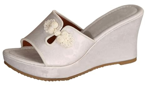 Générique Chaussures Ete Femme Confortable Sandales À Fleurs Creuses Pour Femmes, Enfiler, Semelle Épaisse, Talon Compensé Sexy, Talons Hauts, 2026 Sandale Orthopédique Plage Chaussure Chic Ouverte
