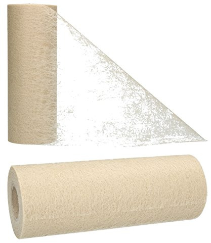 AmaCasa Fleece bordsband bordslöpare för bröllop, nattvard, dop och alla festligheter Mått: 23 cm/25 m rulle (beige, fleece)