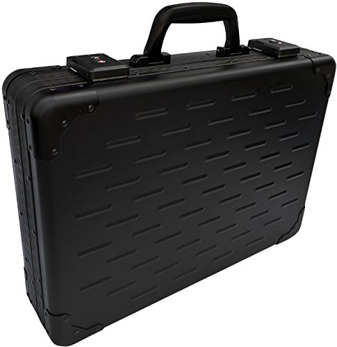 UltraArmor Solid Aluminium Executive Laptop Padded Briefcase Attache Case Carbon Black - 13-17.5