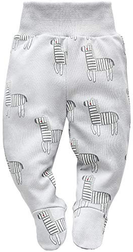 Pinokio Baby Sleppants Wild Animals, 100% Cotton Grey with Zebras, Unisex Gr. 56-74 (74)