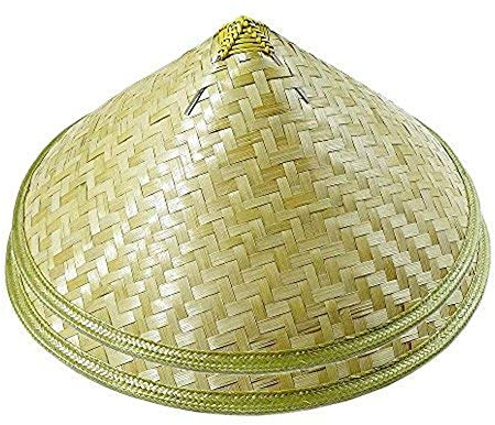 Zhou-long Set di 2 cappelli da pesca tradizionali cinesi in bambù per adulti Beige riso, beige, Taglia L