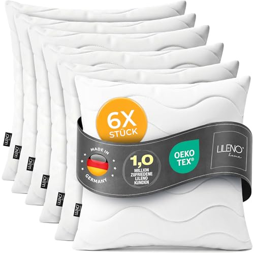 Lileno Home Imbottitura per cuscino, 40 x 40 cm, set da 6 pezzi, cuscino interno trapuntato, per chi soffre di allergie, in microfibra, come cuscino decorativo e cuscino da divano, lavabile a 40 °C