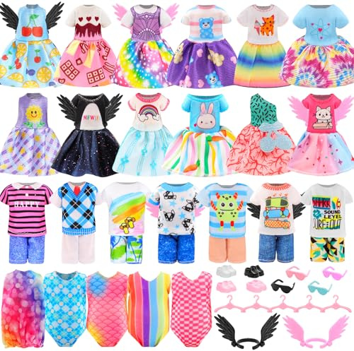 Miunana 29 Doll Clothes Dresses Accessories Shoes for 6 Inch 15cm Dolls