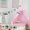 Kinder-Spielzelt Tipi Kinderzelt aus 100% Naturmaterialien; Kinderzimmer Indianer-Zelt aus Baumwolle & Holz für Drinnen & Draußen (Pink)