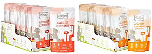 MjAMjAM - Premium Nassfutter für Katzen - Quetschie - Mahlzeit mit leckeren Herzen & Premium Nassfutter für Katzen - Quetschie - saftiges Huhn an leckeren Möhrchen, 12er Pack (12 x 125 g)