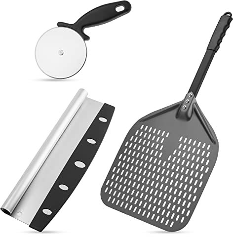 Professional Aluminum Pizza Peel, 12x14 Inch Perforated Turning Peel with Detachable Handle for Home Made Pizza & Kitchen Pizza Tools, Oven Safe Commercial Pizza Making Tools
