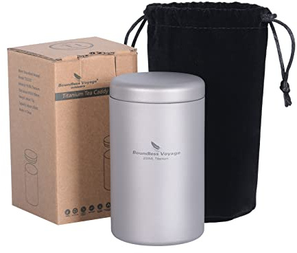 iBasingo 200 ml Titanium Tea Caddy Spice Bottle Sal & Pepper Sazonador Tarro Condimento Pot Ultraligero Portátil Pequeña Cocina Exquisita Suelta Perfumada Café Especias Frijoles Azúcar Alimentos