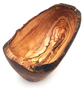 medina mood Bol rustique ovale en bois d'olivier fait à la main Longueur au choix (18-20 cm)