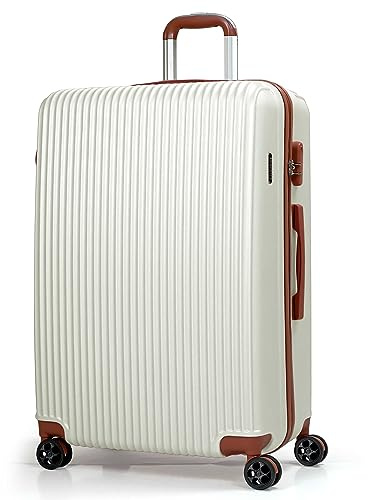 CALDARIUS Hardshell Luggage | Durable Suitcases | Lightweight & Secure with Combination Lock | Smooth 4 Dual Spinner Wheels | Ideal Travel Bag & Luggage Sets (White, Large 28)