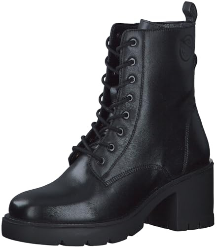 s.Oliver Damen Stiefeletten mit Absatz aus Leder zum Schnüren, Schwarz (Black), 37 EU