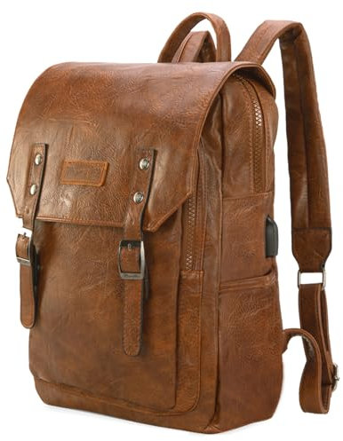 Montana West × Wrangler Vegan Leather Fashion Backpack Unisex Backpack Purse, Brown, 4 x 11.5 x 15 inches, Classic