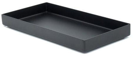 Edelstahl Dekotablett schwarz | Ablageschale für Küche und Bad, rechteckig | Deko Tablett schwarz matt | Bad Organizer, auch als Schmuckschale geeignet | Badezimmer Deko