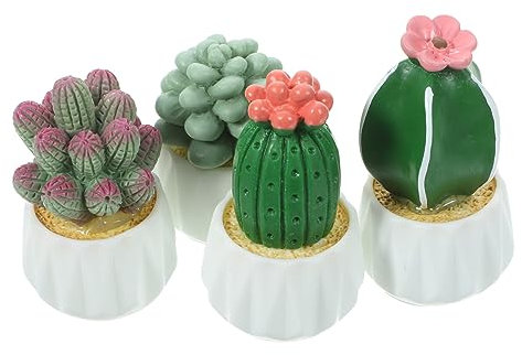 Figurines Miniatures Cactus en Résine 4 Pièces pour Décoration de Table