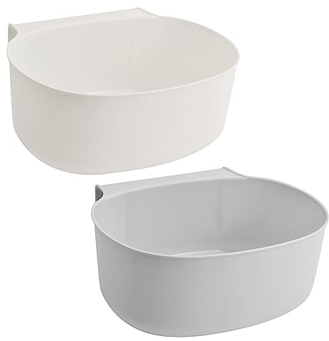 Joyan 2 contenitori per rifiuti sospesi, vaschetta di raccolta per rifiuti da cucina, bianco e grigio, pattumiera da cucina, pattumiera da appendere per armadi, auto, bagno, camera da letto