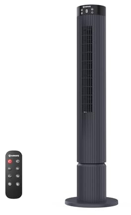 Airmate Ventilateur Colonne, 12 Vitesses de Vent, Ventilateur Silencieux Vitesse 10m/s Ventilateurs Tour Pour Chambre, 3 Modes/Minuterie 12 Heures, écran LED, Ventilateur de 40 Watts, Gris Foncé
