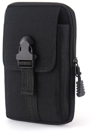 XENQITO 1 Piezas Funda Móvil Cinturón, Fundas de Móvil, Bolsa Cinturon Universal para Teléfono Móvil con Clip, Estuche Soporte Cintura Vertical Hombre, para Acampar, Senderismo, Ciclismo (Negro)