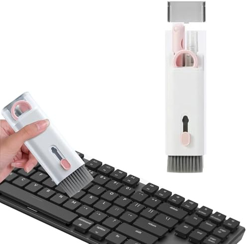 7 in 1 Keyboard Cleaner Laptop Cleaning kit, Electronic Cleaner kit with Key Cap Puller, Computer Cleanings Tools Kit for Tablet,Cell Phones,Earbuds Camera,Lens,PC,Monitor Screen Cleaners(COLOR:Pink)