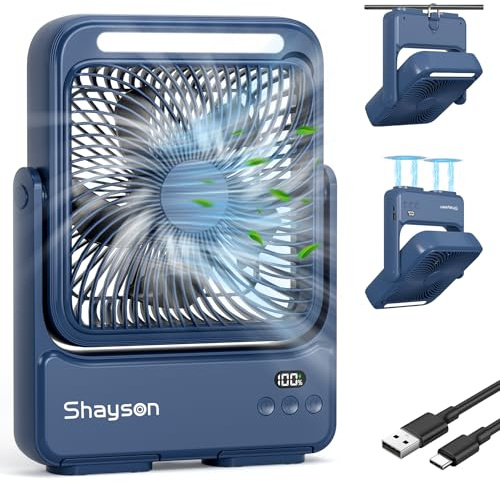USB Ventilador Portatil 20000mAh con Luz LED 12-43 Horas Funcionamiento