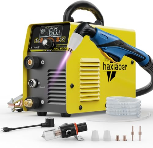 haxiaoer Cortador de plasma 600D, cortador de plasma neumático de alta frecuencia de arranque de arco sin contacto, modo 2T/4T, inversor CC tipo 110V/220V voltaje dual
