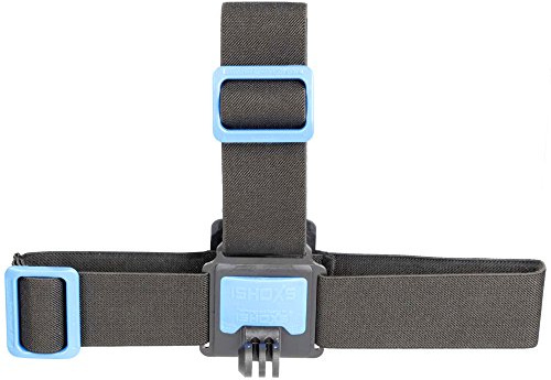 iSHOXS Head Strap | Support de Sangle de tête pour GoPro Hero 13 12 11-10-9-MAX, DJI Osmo et Compatible à la Plupart des caméras d‘Action | Fixation Frontale pour activités Sportives