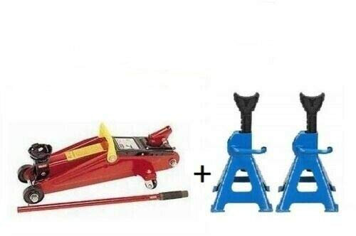 Cric/Sollevatore/idraulico a carrello 2 T + Cavalletti 2 pezzi per auto 3 T