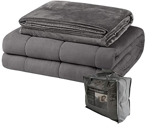 EUGAD Gewichtsdecke Erwachsene mit kurz Plüsch Bettbezug, 100% Baumwolle Therapiedecke 7kg 150x200 cm, Entspannungsdecke mit abnehmbaren Bezüge, Winter Flauschig Weighted Blanket für besseren Schlaf