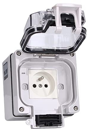 Prise extérieure, 250V 16A couvercle verrouillable coque ABS boîtier de prise de courant de protection IP66 avec capuchons étanches pour jardins pour ateliers