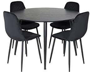 Venture Home GR19949 Dipp & Polar Redondo Gastronomía Mesa con 4 Sillas, 75 cm Altura x 115 cm Diámetro, Negro/Blanco