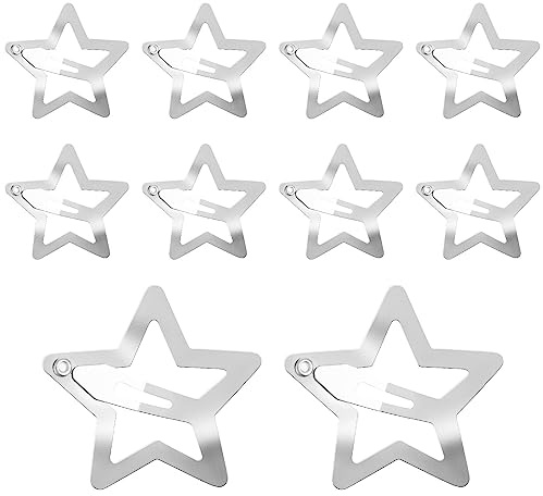 WLLHYF 10 Pièces Pinces à Cheveux Étoiles en Métal Argent Mignon Petites Barrettes à Cheveux Évider Étoiles Pinces à Cheveux pour Enfants Filles Femmes Épingle à Cheveux Belle Étoile Coiffes