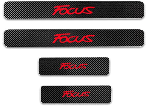 Symilov Pegatina para Umbral de Coche para Fo-rd Focus, 4 Piezas Película Protectora Estribos Fibra Carbono Autoadhesivo Puerta Guardias del Borde Decoración Accesorios,Red