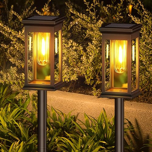 Kimuwote Luces Solares LED Exterior Jardin, Luz Solar Exterior Jardin, 2 Piezas Lamparas solares Jardín para Iluminación de Caminos Patio Terreza y Camping