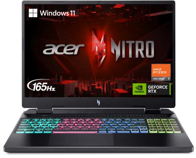 Acer Nitro 16 Gaming Laptop | AMD Ryzen 7 7840HS OctaCore CPU | NVIDIA GeForce RTX 4060 Laptop GPU | 16 WUXGA 165Hz IPS Display | 16GB DDR5 | 1TB Gen 4 SSD | WiFi 6E | RGB Backlit KB | AN16-41-R4CY