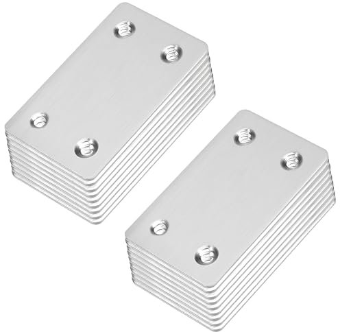 20Pcs Staffa a Piastra Piastre Piatte Dritte per Rammendamento, Piastre di Collegamento Piatta in Acciaio Inox, Connettore di Riparazione Staffe Piastre di Giunzione Fissaggio, 38x60 mm