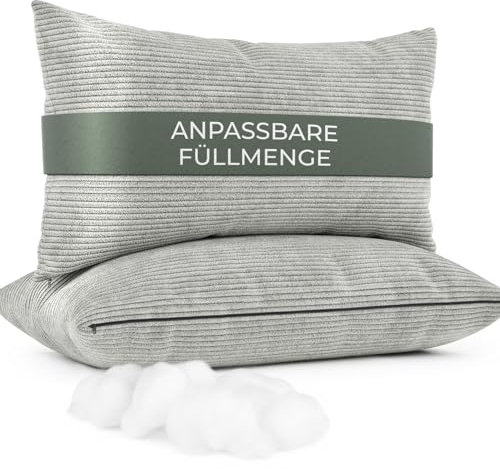 Well B4 Cojines Sofa con Relleno Incluido, 2 Unidades, Cojines para Sofa y Cama, Decoracion Hogar, Funda de Almohada, Fundas de Sofa torciopelo Acanalado Moderno, Cojin 40x70 Gris Claro