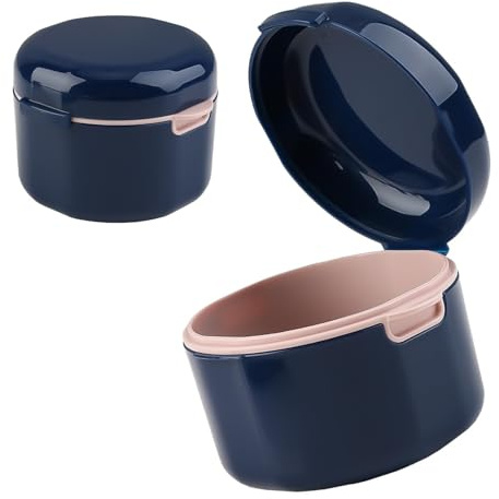 BoîTe de Dentier Avec Passoire, Boite Appareil Dentaire, BoîTe Orthodontique Pour Appareil Dentaire BoîTe de Nettoyage de Retenue, Portable Pour le Stockage et le Trempage des ProtèGe-Dents (Bleu)