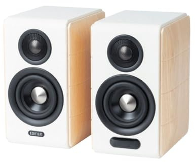 Edifier S880DB MKII - Altoparlante di alta qualità, LDAC, BT 5,3, Telecomando, 2-Vie, con Filo e Wireless 88 W, Bianco e Legno, Applicazione